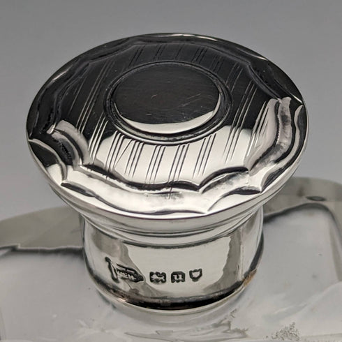 1915年 英国アンティーク 純銀蓋 ガラスボトルペア Walker and Hall